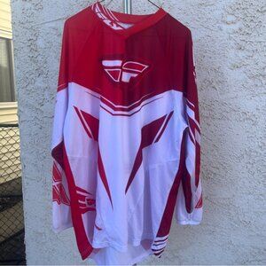 Fly Kinetic Red & White Dirt Bike/Motorcross/Trail Riding Perforated Jersey